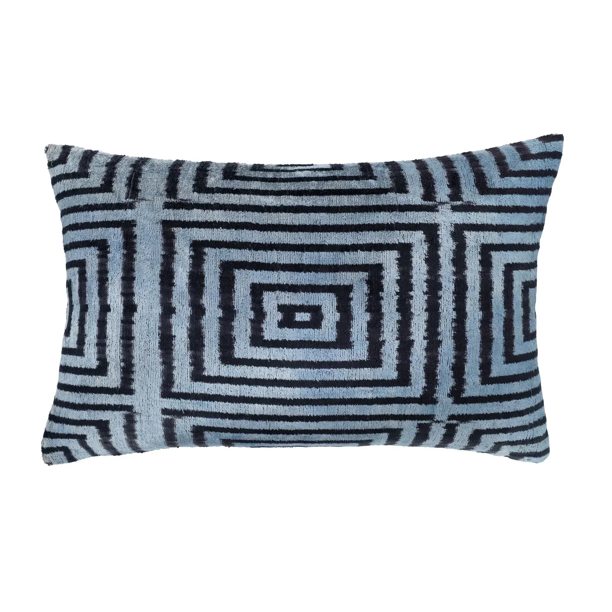 Manhattan Silk Velvet Ikat Throw Pillow Cover X 24, front view - House Of Avana