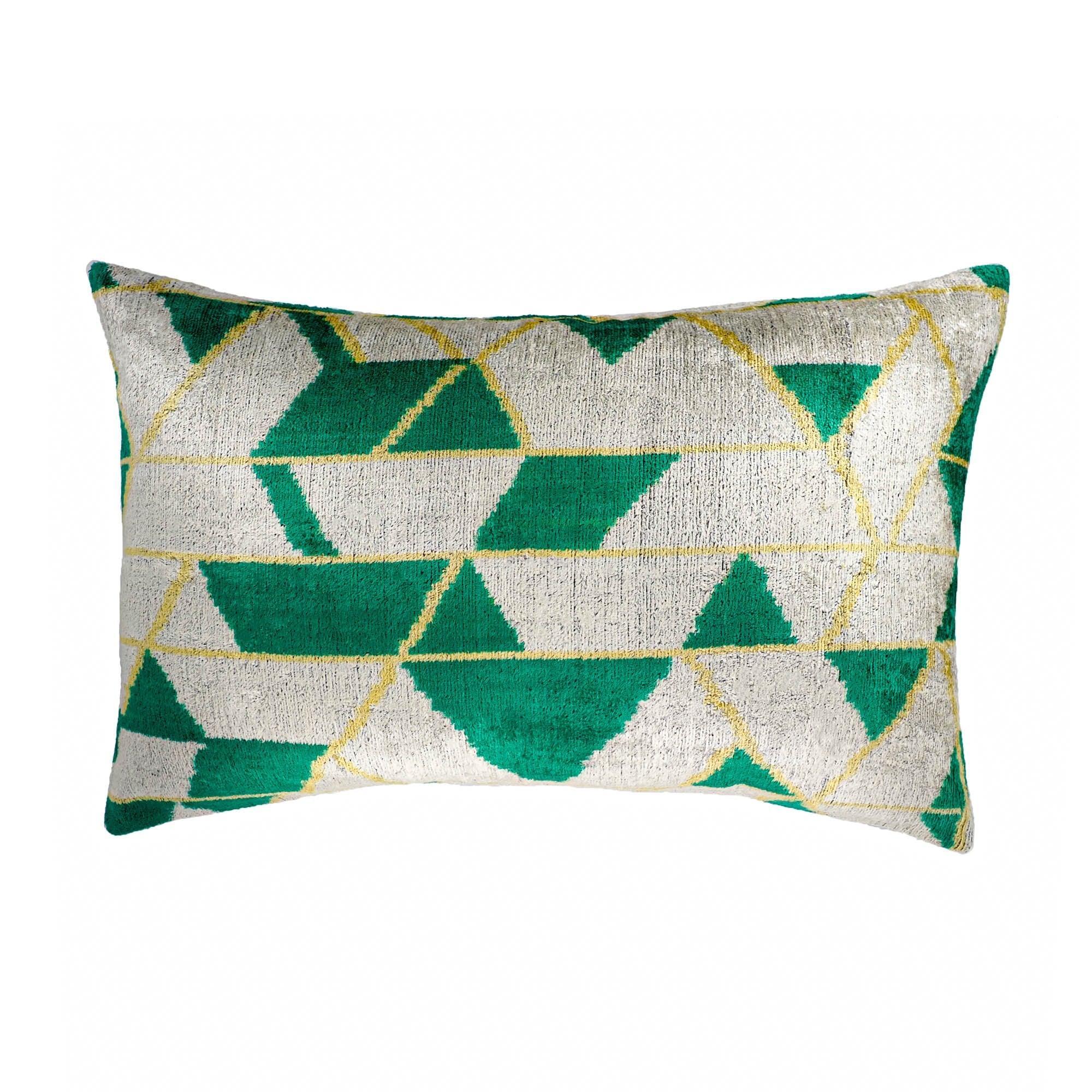 Mapple Silk Velvet Ikat Throw Pillow Cover X 24, back view - House Of Avana