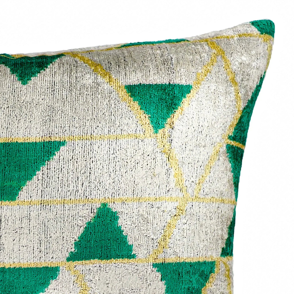 Mapple Silk Velvet Ikat Throw Pillow Cover X 24, detail shot - House Of Avana