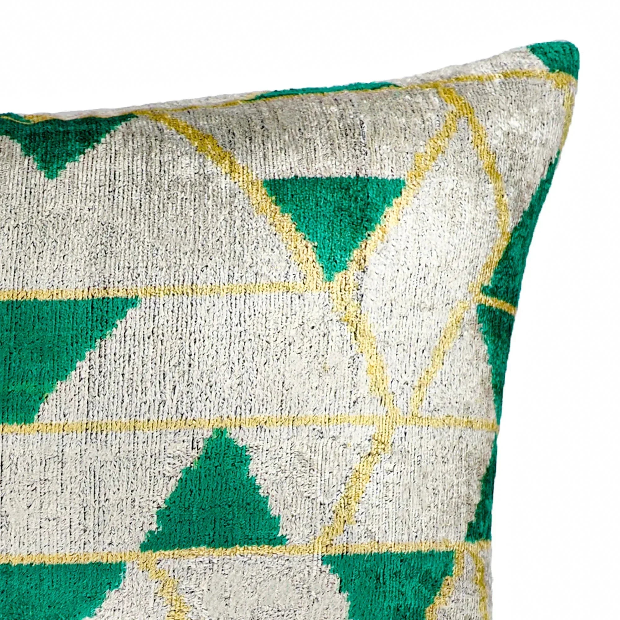 Mapple Silk Velvet Ikat Throw Pillow Cover X 24, detail shot - House Of Avana