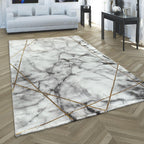 Marble Patten Area Rug in Gold Cream for Living Room with Contour Cut RugYourHome