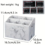 Marble White Resin Toothbrush & Toothpaste Holder - Multi-Functional Bathroom Organizer for Electric Toothbrushes, Stationery Storage Box - Perfect Christmas or Halloween Gift House Of Avana