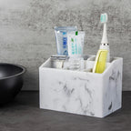 Marble White Resin Toothbrush & Toothpaste Holder - Multi-Functional Bathroom Organizer for Electric Toothbrushes, Stationery Storage Box - Perfect Christmas or Halloween Gift House Of Avana