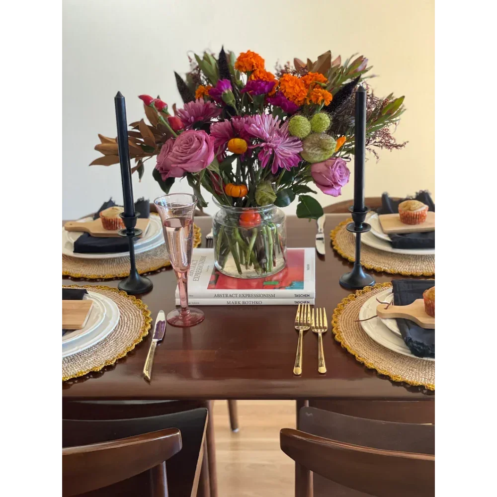 Marigold Raffia Placemats, Boho Round Natural Hand Woven Placemats, Table Mats for Dining Table Payton James