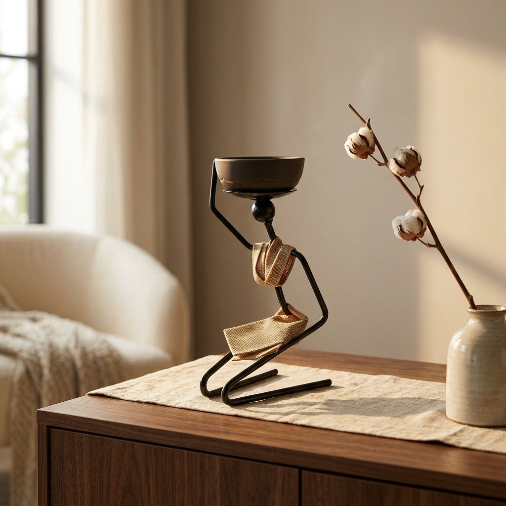 Wooden Candle Holder Home Decor Cozy Atmosphere