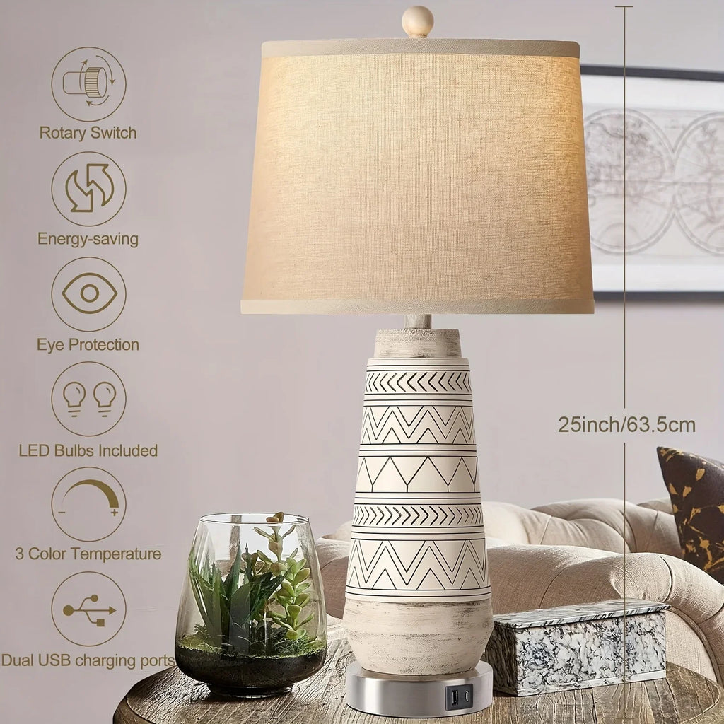 Set of 2 Farmhouse Table Lamps with Touch Control - House Of Avana