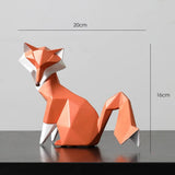 Modern Geometric Fox Statue Animal Figurine Medium