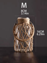 Hand Woven Hemp Rope Glass Vase Medium