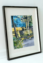 Memories of Gold, Golden Hour, Park Bench, Fort Tryon Park, Nyc, back view - House Of Avana