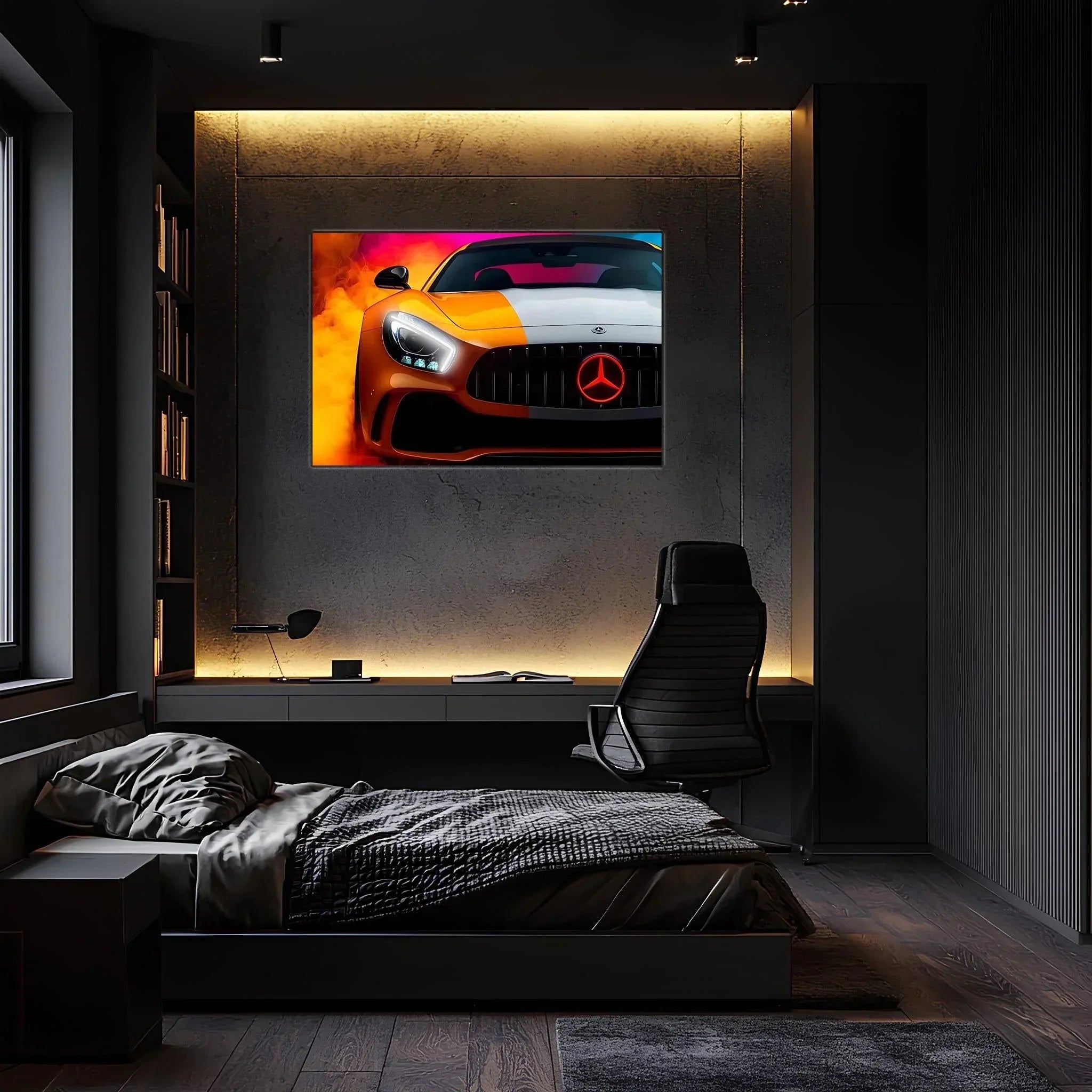 Mercedes AMG Neon Sign: UV Printed LED Wall Art, Car Garage Decor Peony Atelier