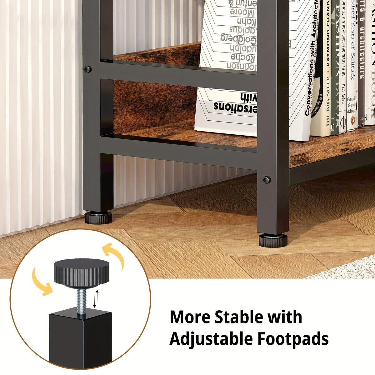 Industrial 6-Tier Corner Bookshelf with Baffles, Metal Frame Storage Rack for Living Room, Home Office, Bookshelf for Small Spaces, Spinning Bookshelf, Book Organizers And Storage, Bookshelf Organizer, Book Storage, Spacesavi House Of Avana [[SKU:HOA-BOK-006]]