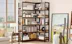 Industrial 6-Tier Corner Bookshelf with Baffles, Metal Frame Storage Rack for Living Room, Home Office, Bookshelf for Small Spaces, Spinning Bookshelf, Book Organizers And Storage, Bookshelf Organizer, Book Storage, Spacesavi House Of Avana [[SKU:HOA-BOK-006]]
