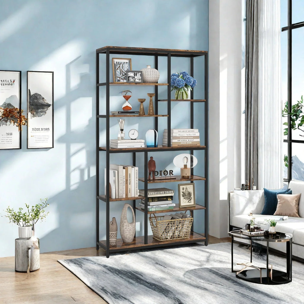 Extra Tall 79" Heavy-duty Industrial Bookshelf - 9-tier Freestanding Bookcase with Sturdy Metal Frame &... - House Of Avana