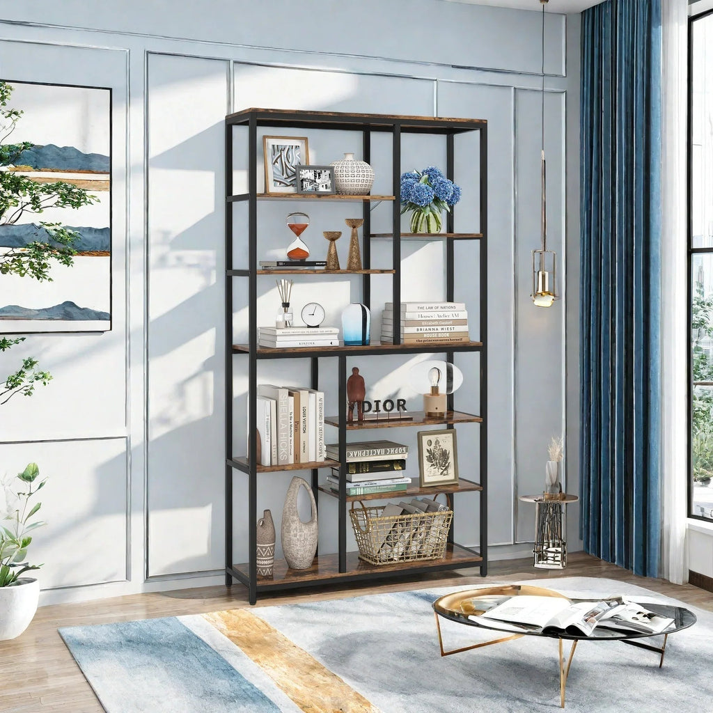 Extra Tall 79" Heavy-duty Industrial Bookshelf - 9-tier Freestanding Bookcase with Sturdy Metal Frame &... - House Of Avana [[SKU:HOA-BOK-010]]