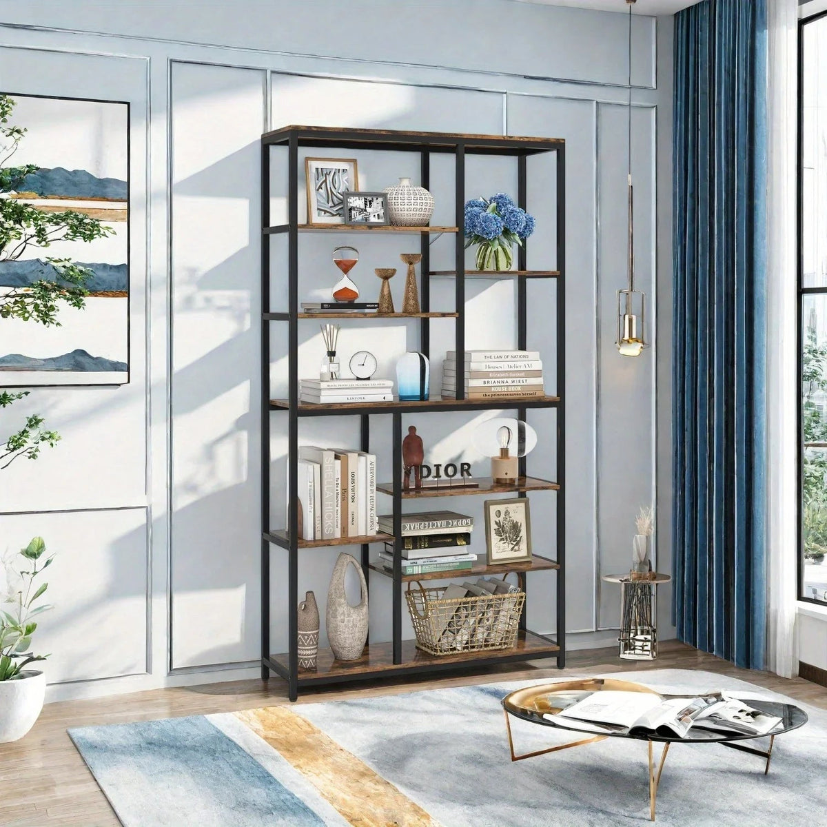 Extra Tall 79" Heavy-duty Industrial Bookshelf - 9-tier Freestanding Bookcase with Sturdy Metal Frame &... - House Of Avana [[SKU:HOA-BOK-010]]