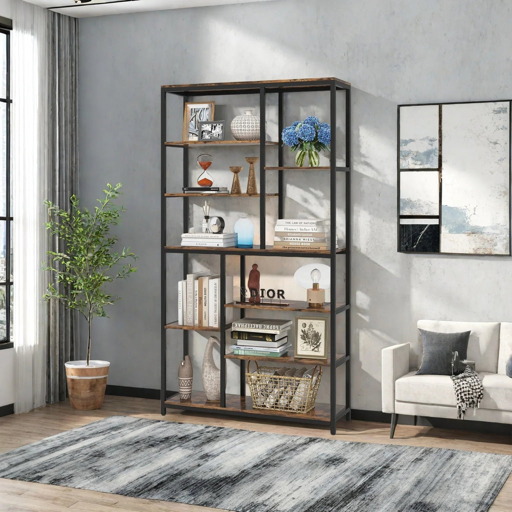 Extra Tall 79" Heavy-duty Industrial Bookshelf - 9-tier Freestanding Bookcase with Sturdy Metal Frame &... - House Of Avana [[SKU:HOA-BOK-010]]
