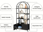 71" Industrial Arched Bookshelf with Doors - Sturdy Metal Frame, Freestanding Display Shelving Unit for... - House Of Avana [[SKU:HOA-STO-021]]