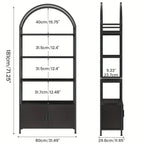 71" Industrial Arched Bookshelf with Doors - Sturdy Metal Frame, Freestanding Display Shelving Unit for... - House Of Avana [[SKU:HOA-STO-021]]