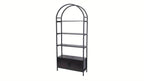 71" Industrial Arched Bookshelf with Doors - Sturdy Metal Frame, Freestanding Display Shelving Unit for... - House Of Avana [[SKU:HOA-STO-021]]