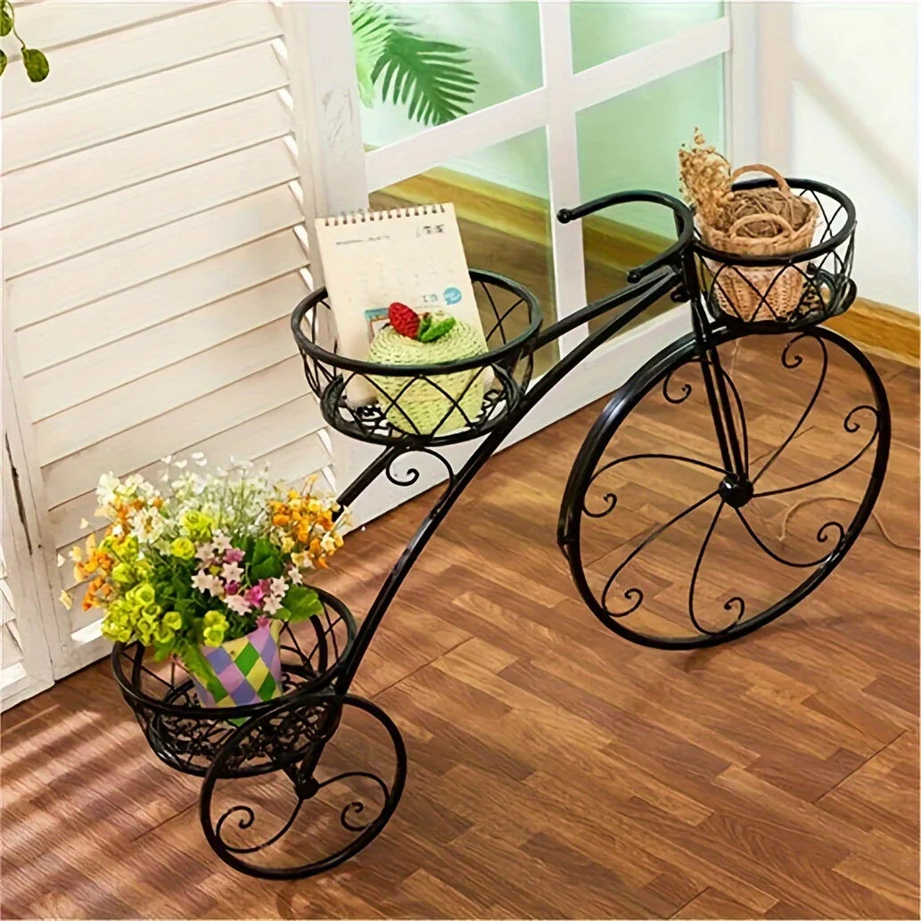 Metal Bicycle Planter 3 Tier Tricycle Flower Plant Stand Parisian Style Flower Display Stand Cart For Home Decor Patio Garden Flower Shop Indoor Outdoor House Of Avana