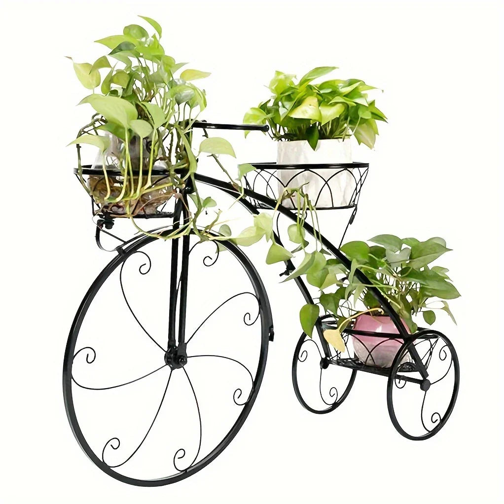 Metal Bicycle Planter 3 Tier Tricycle Flower Plant Stand Parisian Style Flower Display Stand Cart For Home Decor Patio Garden Flower Shop Indoor Outdoor House Of Avana