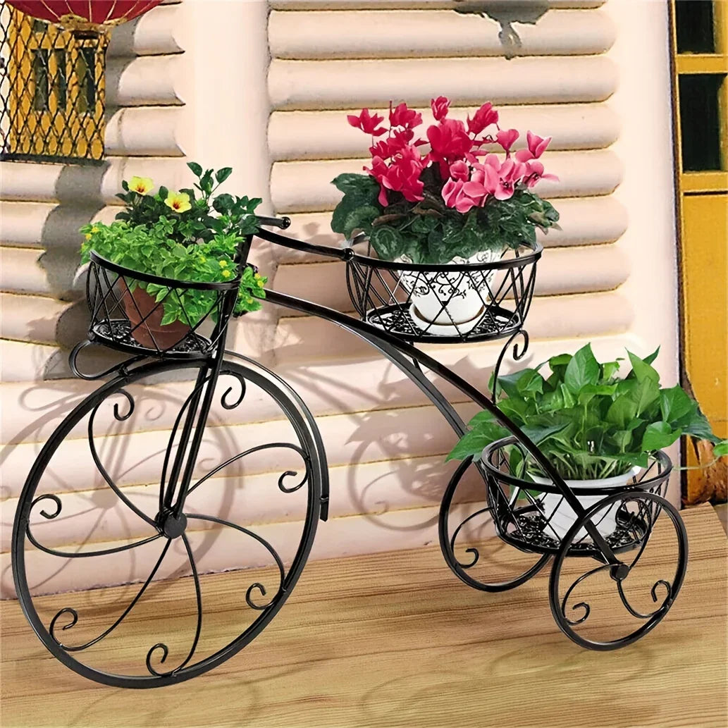 Metal Bicycle Planter 3 Tier Tricycle Flower Plant Stand Parisian Style Flower Display Stand Cart For Home Decor Patio Garden Flower Shop Indoor Outdoor House Of Avana
