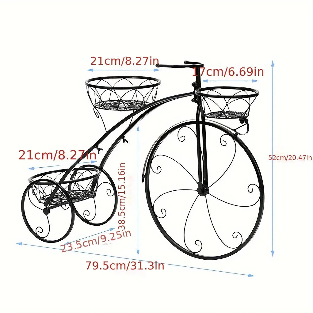 Metal Bicycle Planter 3 Tier Tricycle Flower Plant Stand Parisian Style Flower Display Stand Cart For Home Decor Patio Garden Flower Shop Indoor Outdoor House Of Avana
