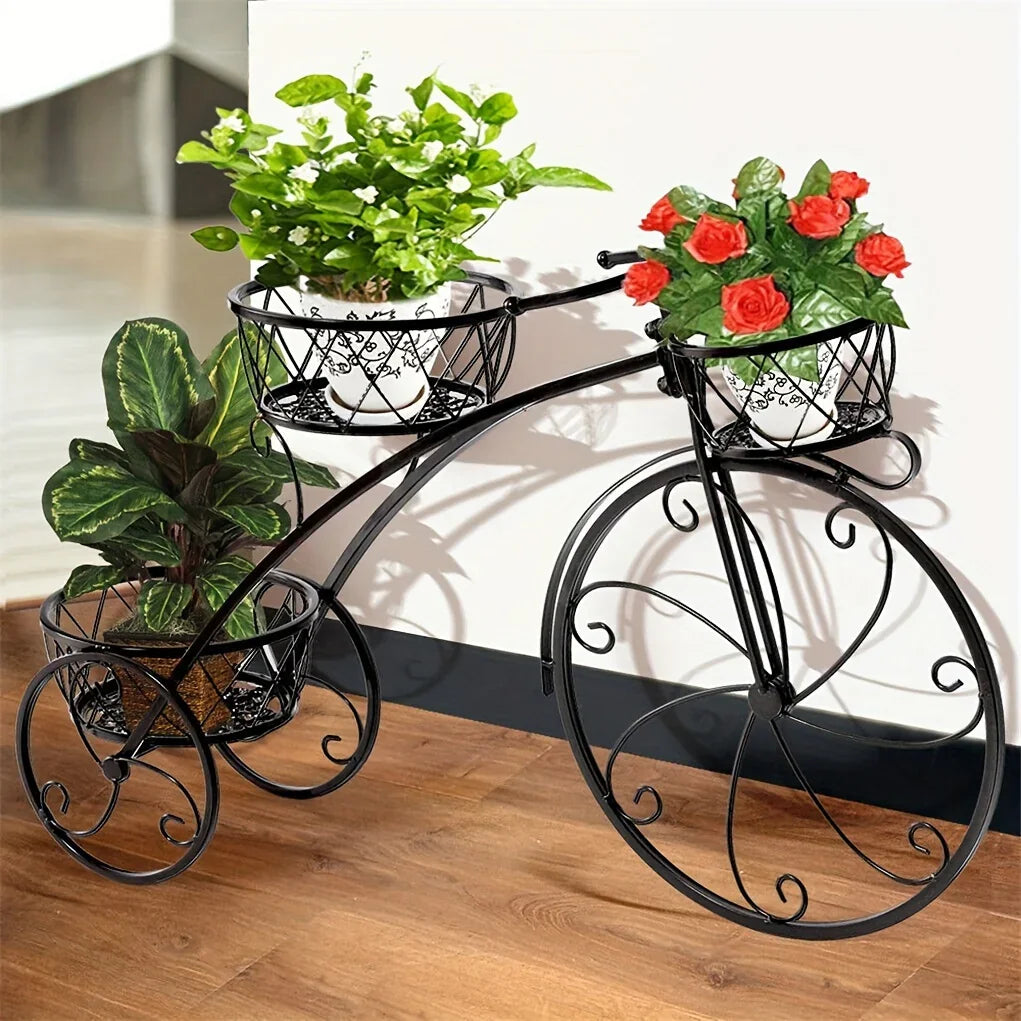 Metal Bicycle Planter 3 Tier Tricycle Flower Plant Stand Parisian Style Flower Display Stand Cart For Home Decor Patio Garden Flower Shop Indoor Outdoor House Of Avana