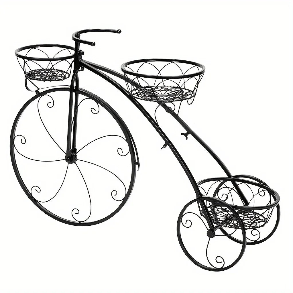 Metal Bicycle Planter 3 Tier Tricycle Flower Plant Stand Parisian Style Flower Display Stand Cart For Home Decor Patio Garden Flower Shop Indoor Outdoor House Of Avana
