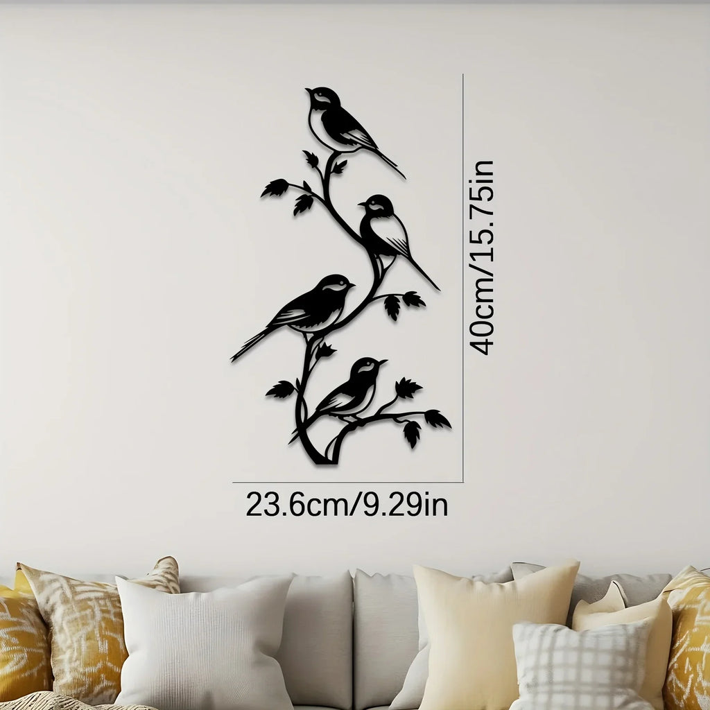 Metal Bird Silhouette Wall Sculpture - Handcrafted Laser-cut Iron Art, 2d Flat Rustic Decor, back view - House Of Avana