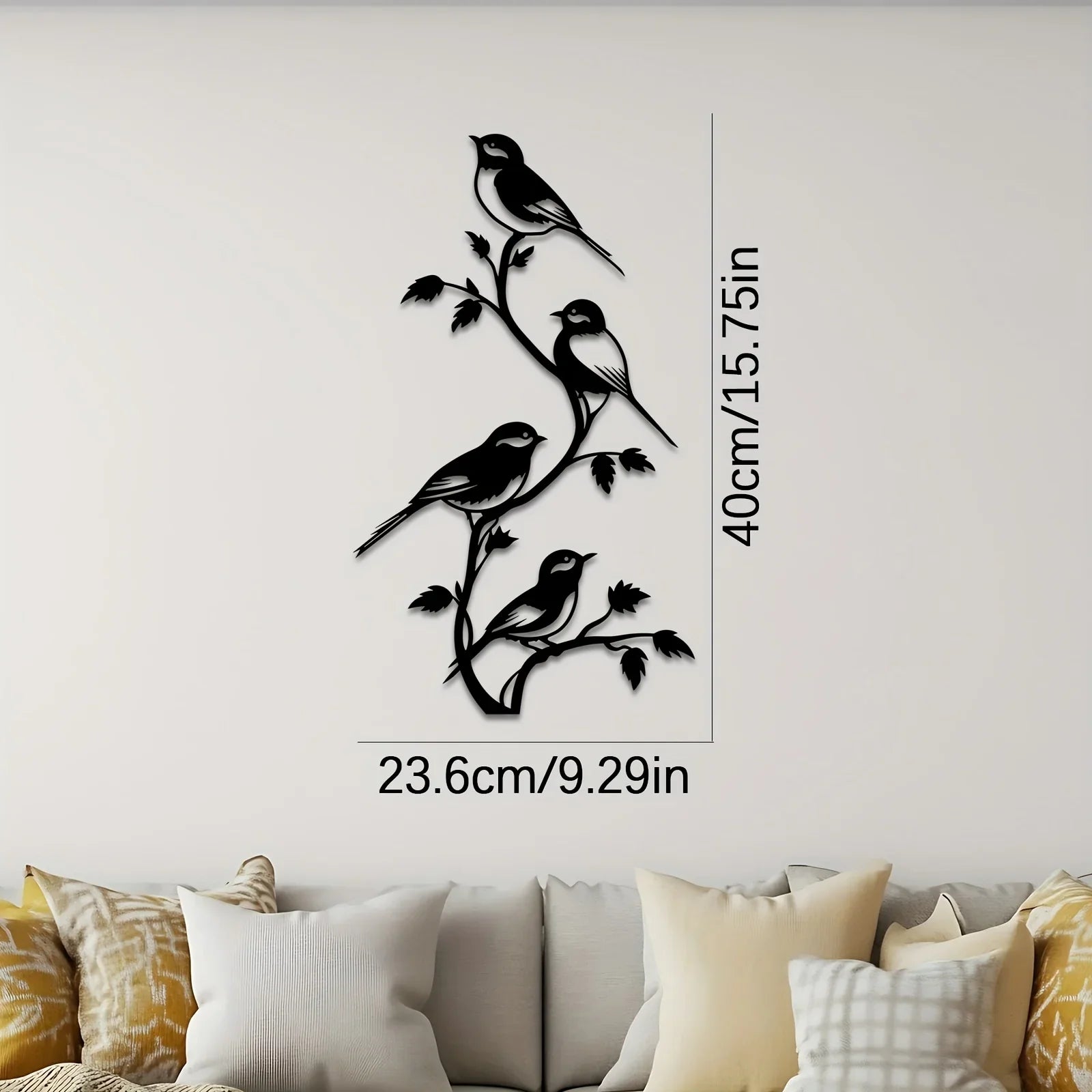Metal Bird Silhouette Wall Sculpture - Handcrafted Laser-cut Iron Art, 2d Flat Rustic Decor, back view - House Of Avana
