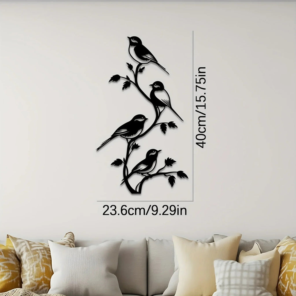 Metal Bird Silhouette Wall Sculpture - Handcrafted Laser-cut Iron Art, 2d Flat Rustic Decor, back view - House Of Avana [[SKU:HOA-WAL-046]]