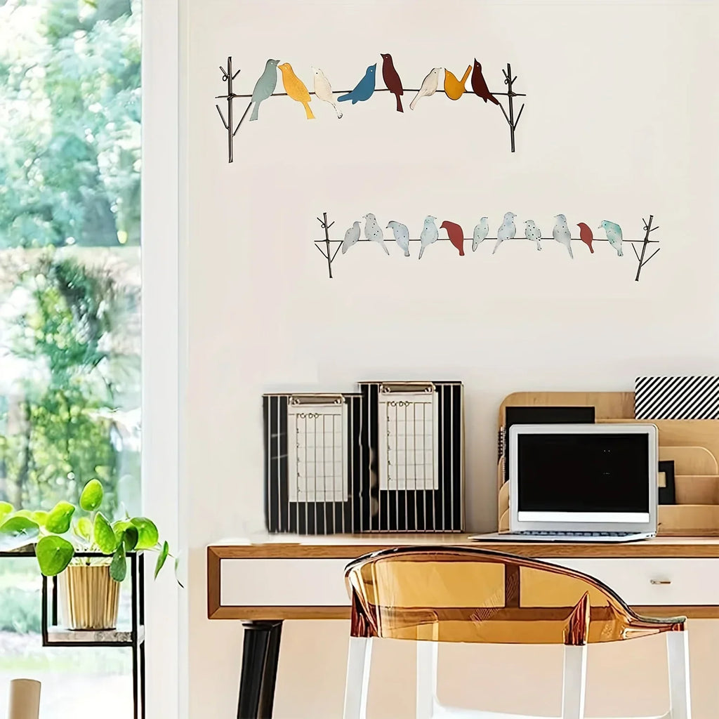 Metal Bird Wall Decoration with Layered Design, top view - House Of Avana