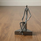 Metal Black Abstract Seated Stick Figures | Iron Figure Sculpture | scale view | Abstract home decor | House of Avana