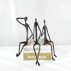 Metal Black Abstract Seated Stick Figures | Iron Figure Sculpture | base detail | Abstract home decor | House of Avana