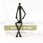 Metal Black Abstract Seated Stick Figures | Iron Figure Sculpture | overhead view | Abstract home decor | House of Avana