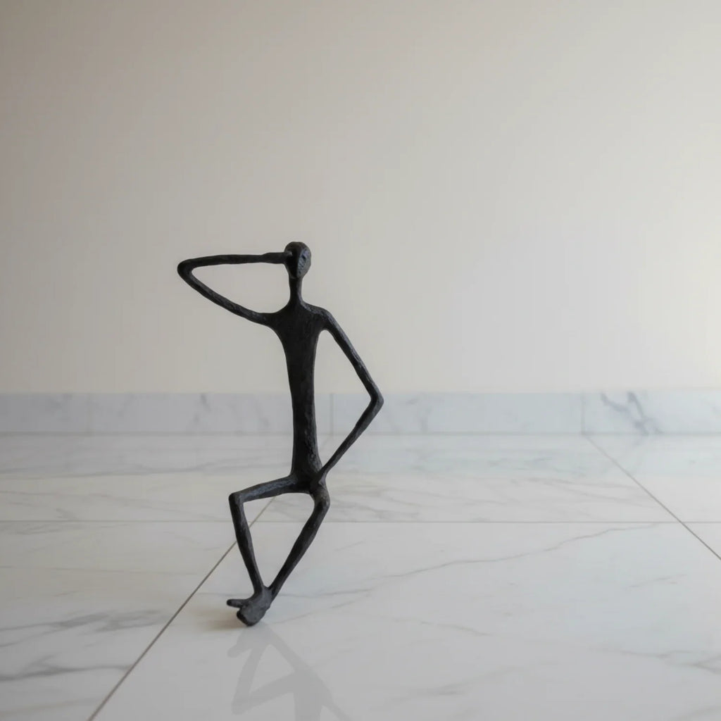 Metal Black Abstract Seated Stick Figures | Iron Figure Sculpture | product view 17 | Abstract home decor | House of Avana