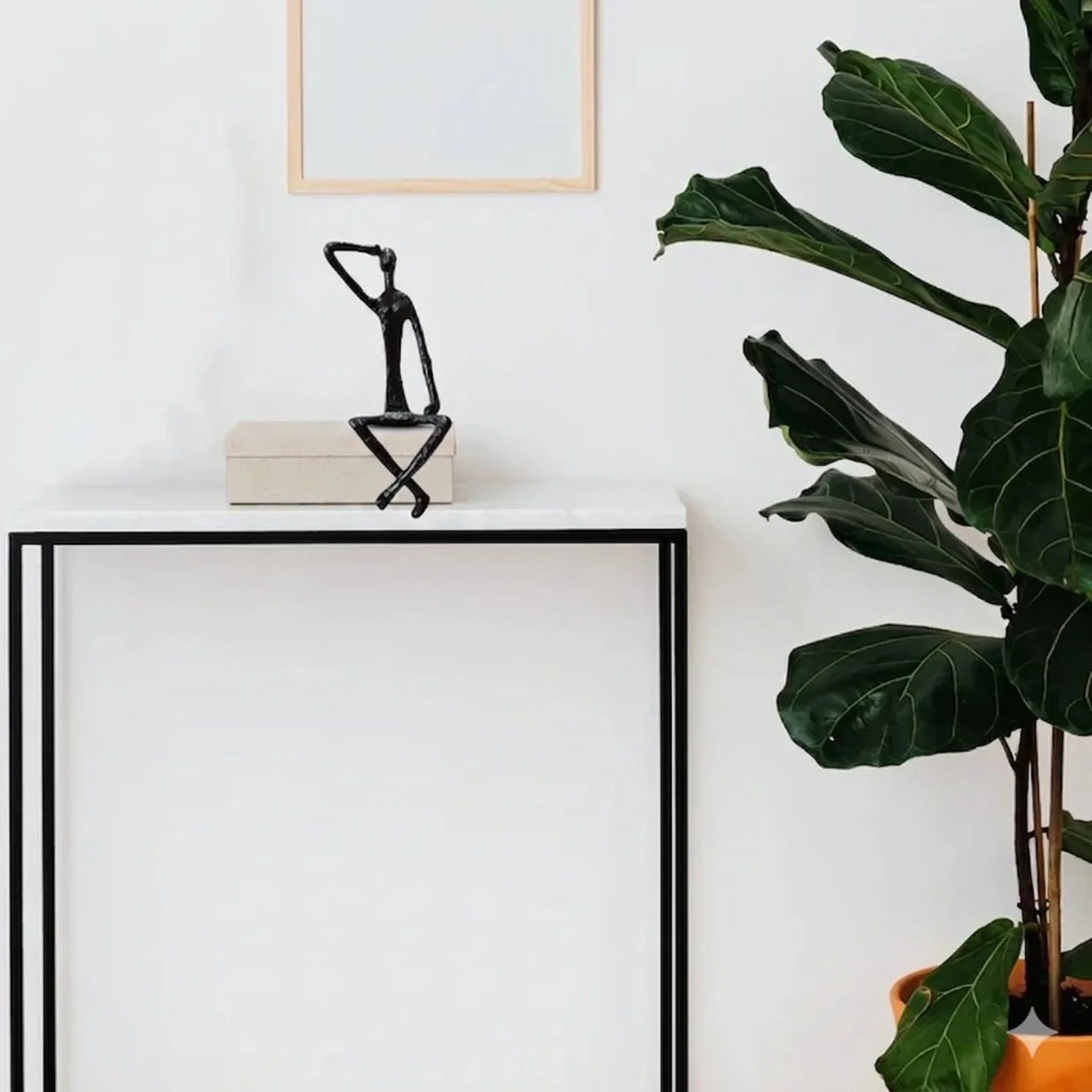 Metal Black Abstract Seated Stick Figures | Iron Figure Sculpture | product view 18 | Abstract home decor | House of Avana