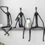 Metal Black Abstract Seated Stick Figures | Iron Figure Sculpture | product view 21 | Abstract home decor | House of Avana