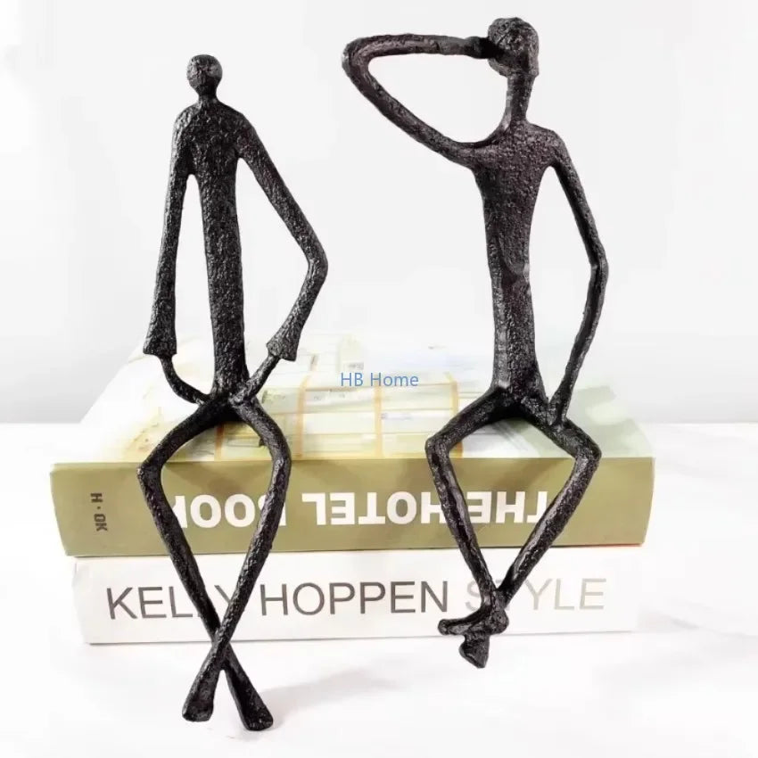Metal Black Abstract Seated Stick Figures | Iron Figure Sculpture | product view 22 | Abstract home decor | House of Avana