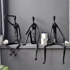 Metal Black Abstract Seated Stick Figures | Iron Figure Sculpture | product view 23 | Abstract home decor | House of Avana