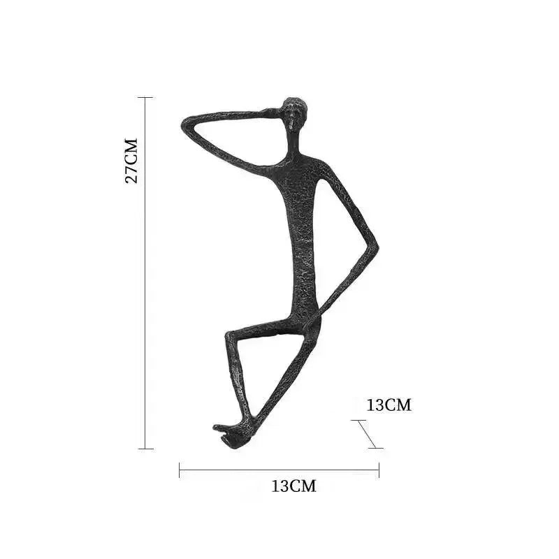 Metal Black Abstract Seated Stick Figures | Iron Figure Sculpture | product view 29 | Abstract home decor | House of Avana