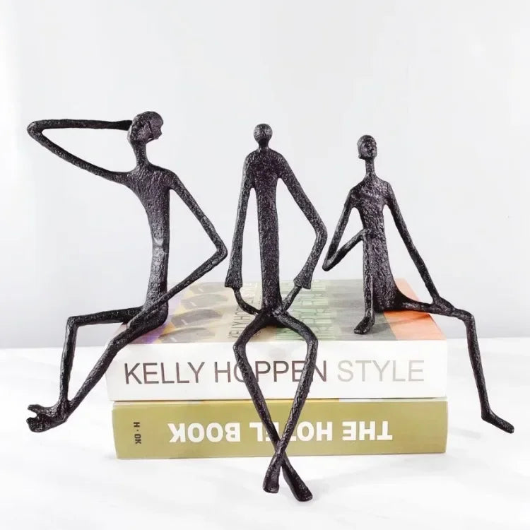 Metal Black Abstract Seated Stick Figures | Iron Figure Sculpture | product view 31 | Abstract home decor | House of Avana