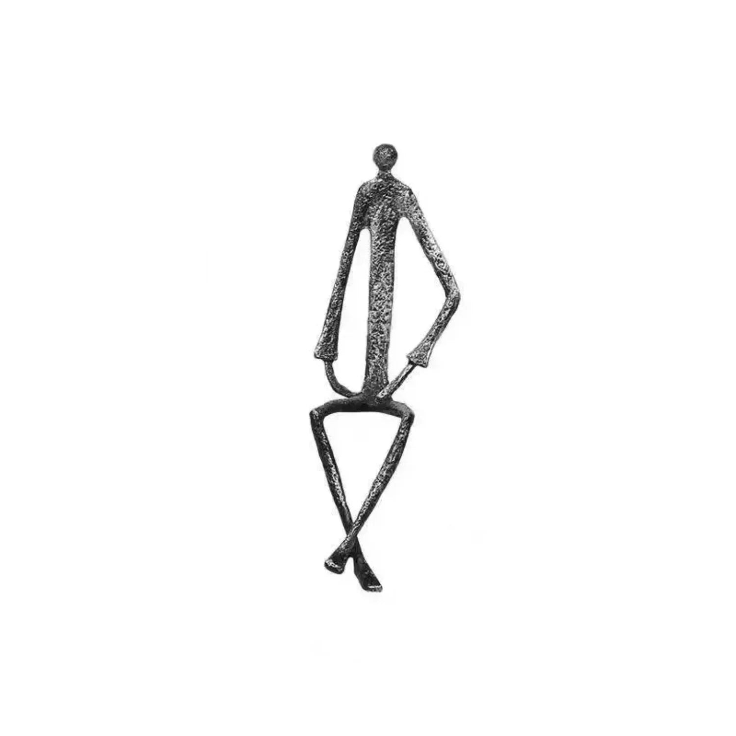 Metal Black Abstract Seated Stick Figures | Iron Figure Sculpture | close-up | Abstract home decor | House of Avana