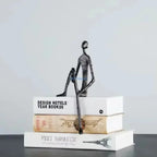 Metal Black Abstract Seated Stick Figures | Iron Figure Sculpture | front view | Abstract home decor | House of Avana