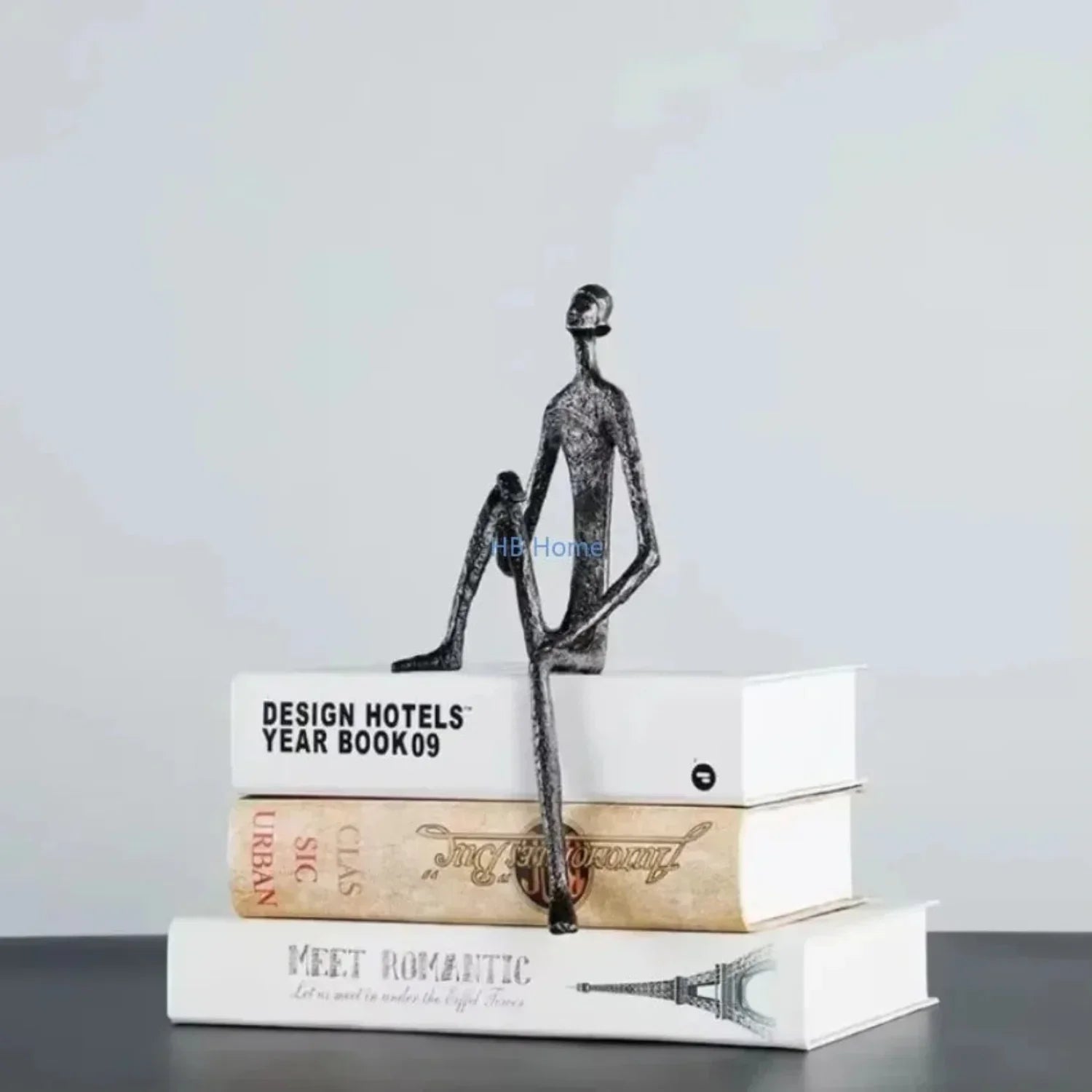 Metal Black Abstract Seated Stick Figures | Iron Figure Sculpture | front view | Abstract home decor | House of Avana