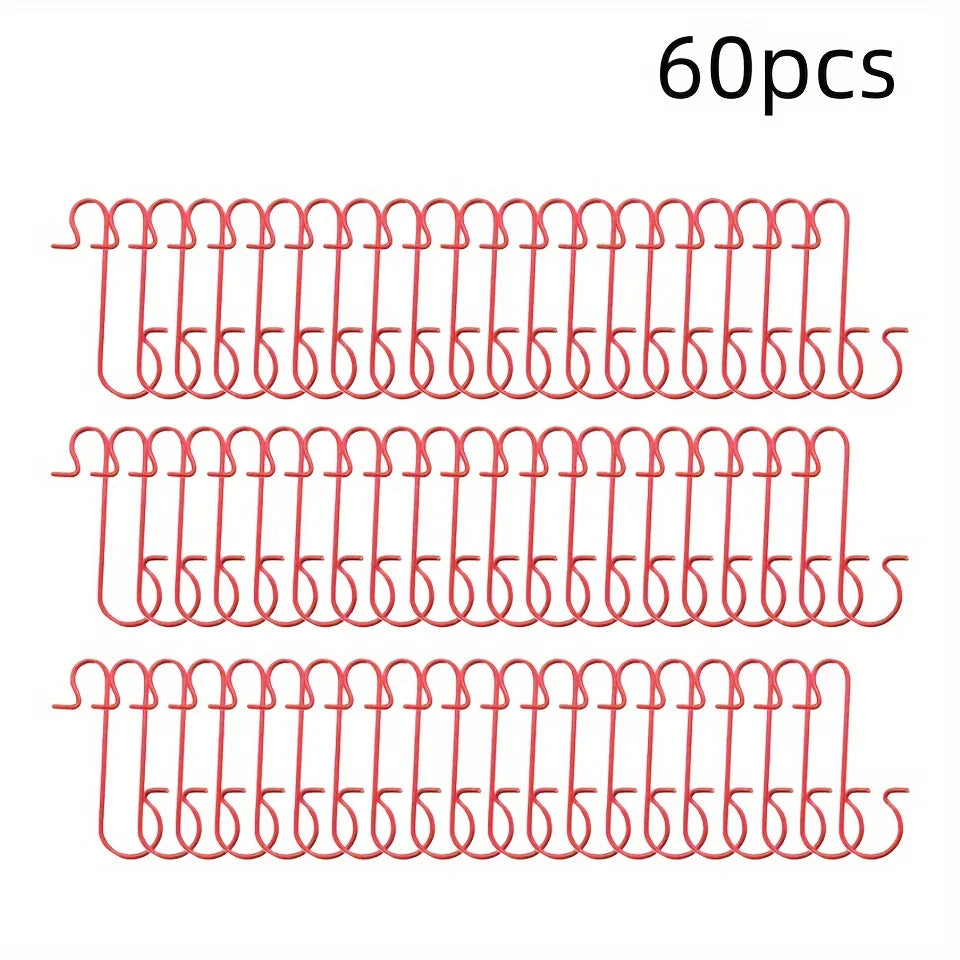 60pcs Christmas Ornament Hooks Ornament Hangers Christmas Metal Wire Silvery Golden Hooks Red Green Hooks For Christmas Tree Decoration Easter Gift House Of Avana