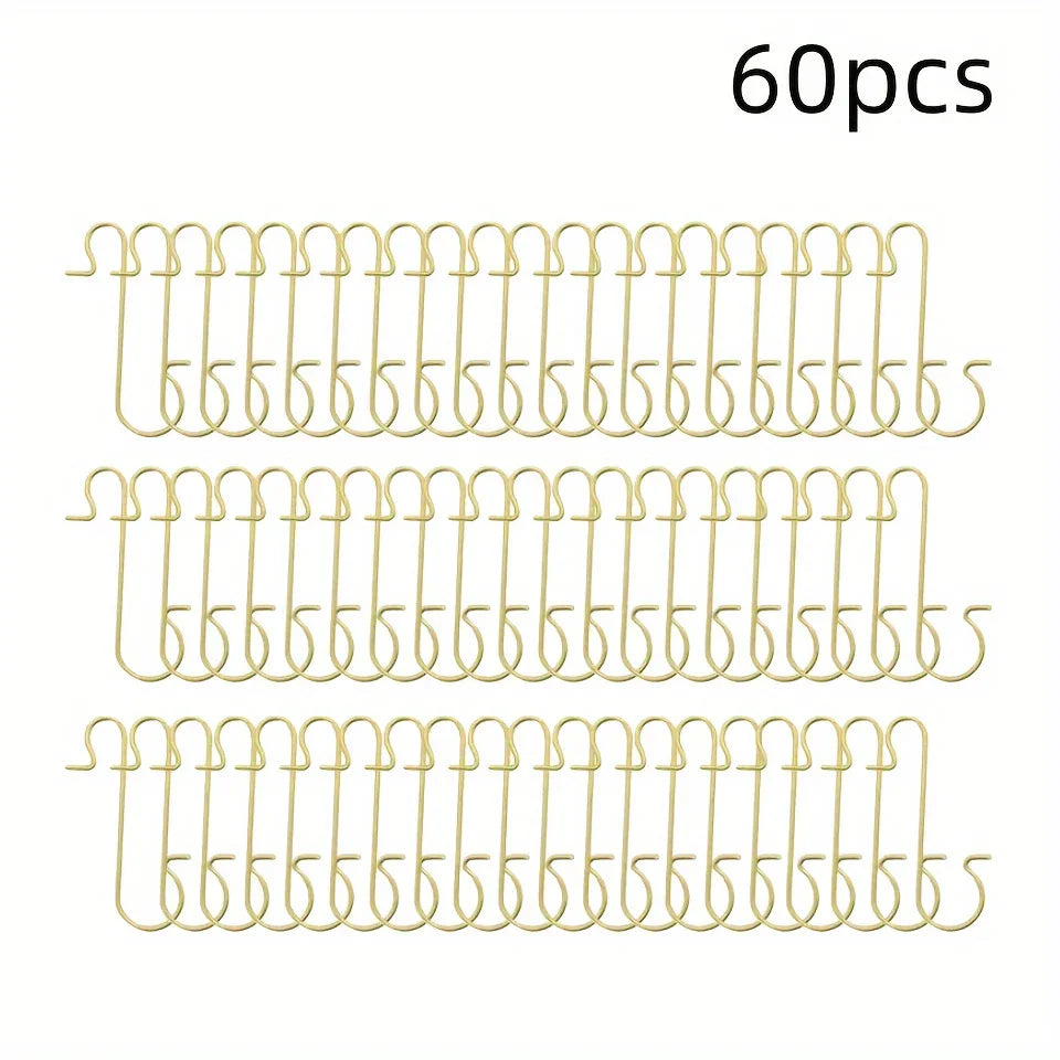 60pcs Christmas Ornament Hooks Ornament Hangers Christmas Metal Wire Silvery Golden Hooks Red Green Hooks For Christmas Tree Decoration Easter Gift House Of Avana