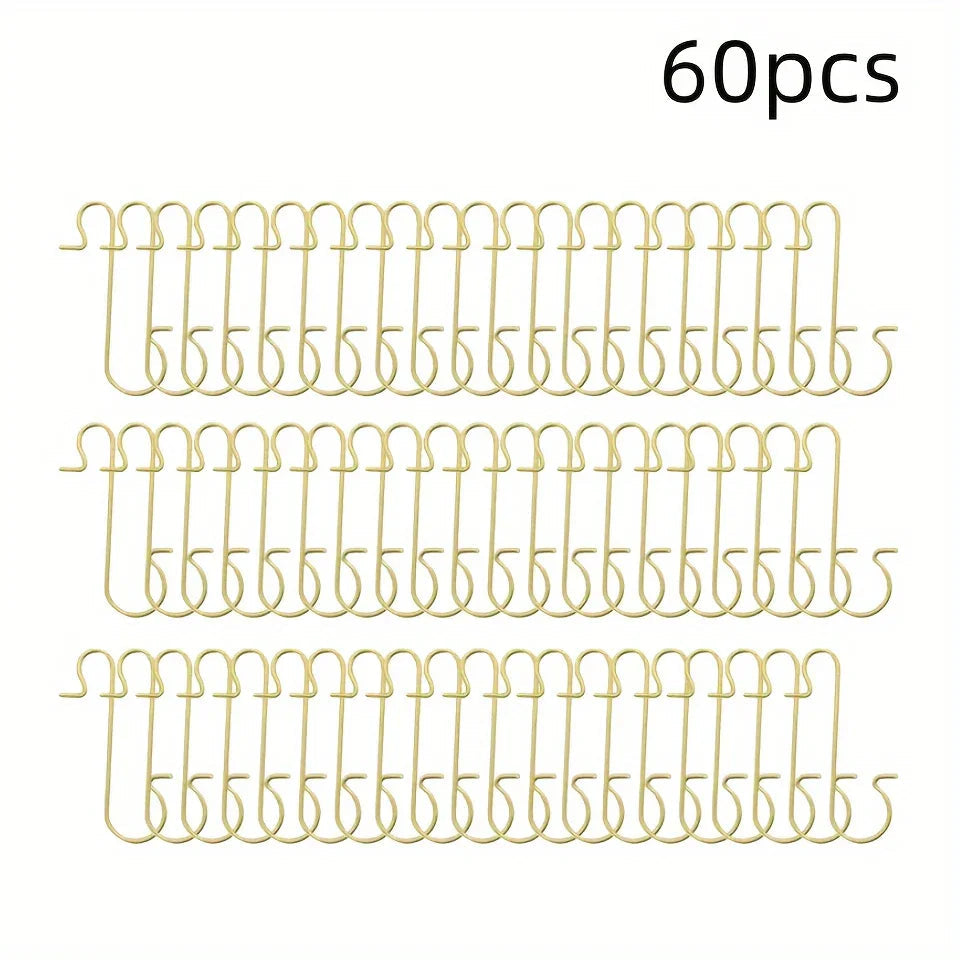 60pcs Christmas Ornament Hooks Ornament Hangers Christmas Metal Wire Silvery Golden Hooks Red Green Hooks For Christmas Tree Decoration Easter Gift House Of Avana [[SKU:HOA-SCU-488]]