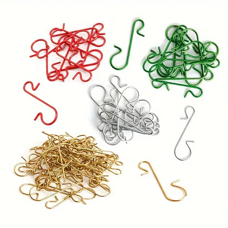 60pcs Christmas Ornament Hooks Ornament Hangers Christmas Metal Wire Silvery Golden Hooks Red Green Hooks For Christmas Tree Decoration Easter Gift House Of Avana